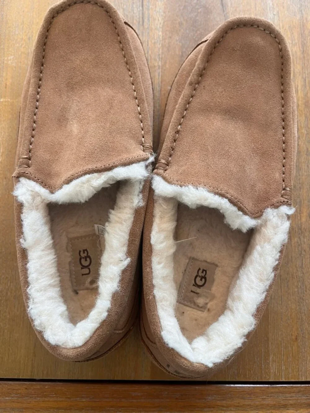 NEW UGG Ascot Chestnut Suede Shearling Slippers Men's Size 9
